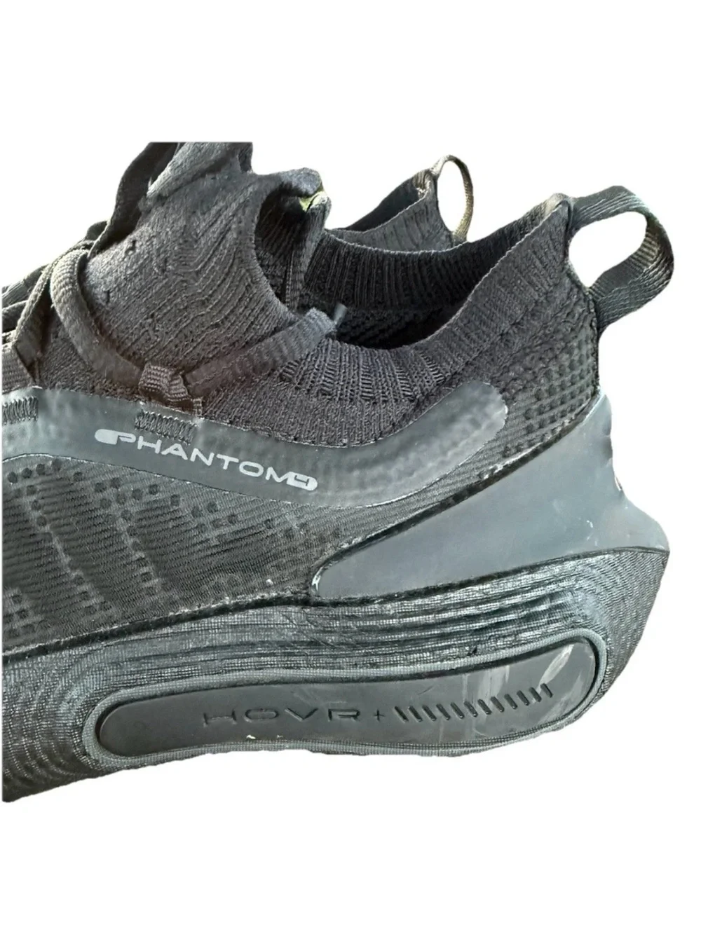 Under Armour HOVR Phantom All-Black Boys 4.5Y Athletic Running Shoes Sneakers